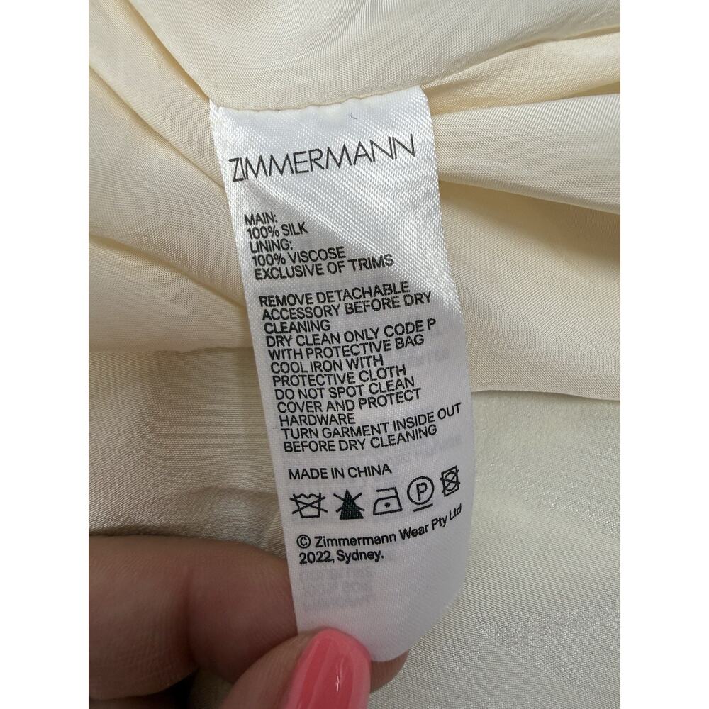 NWT Zimmermann Halter Neck 100% Silk Cream Midi Dress Size 3 US 10 - Picture 11 of 12